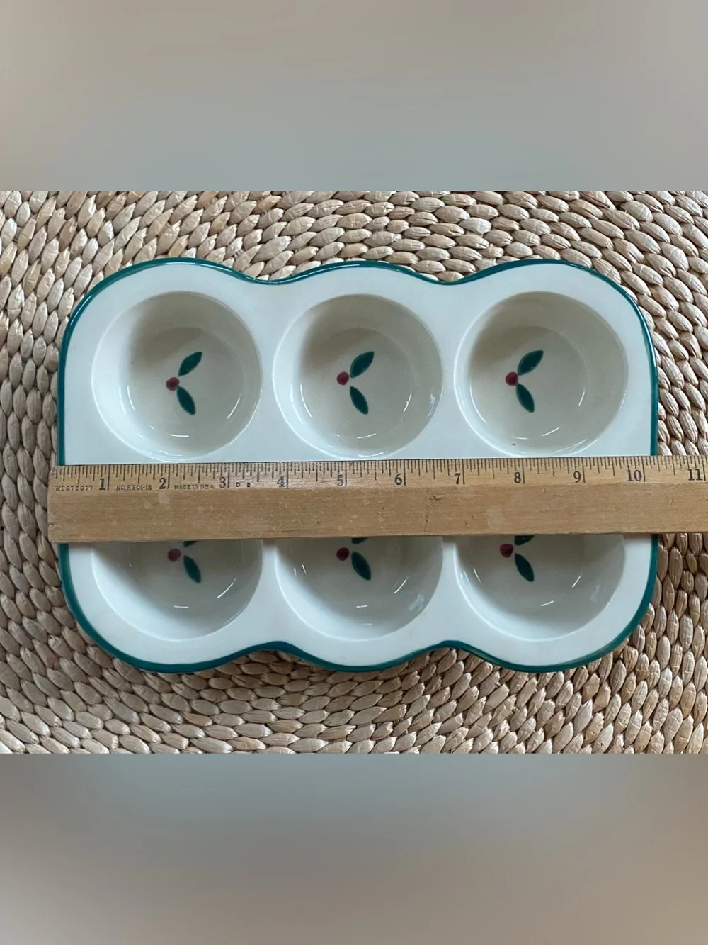 VTG 80s Hartstone Style Ceramic 6-Cup Muffin Cupcake Baking Pan Berry Motif